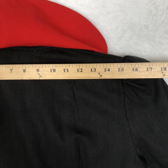 VTG NAYA 1980s Drop Waist Midi Dress Sz S Black Red 100% Cotton Button Pockets - Picture 9 of 12